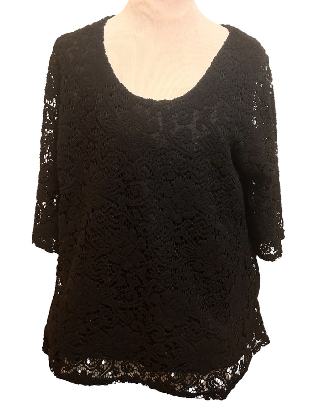 Molly Bracken Black Lace Overlay Top Whimsigoth Boho Dark Romance Feminine 1X